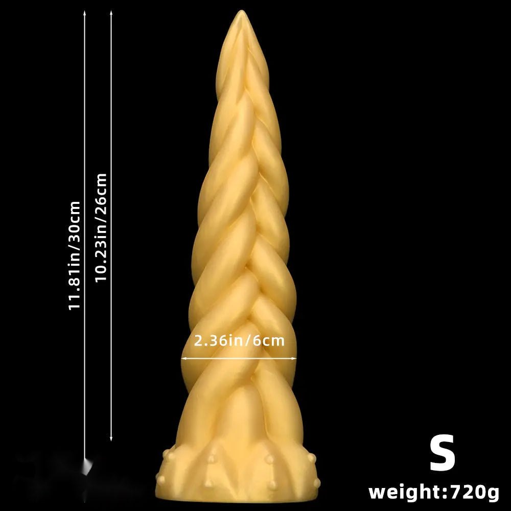 Gold braided twist silicone fantasy dildo