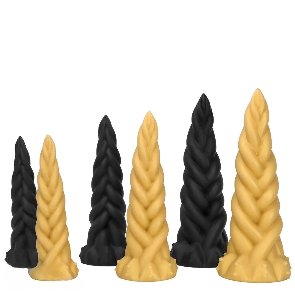 Braided twist silicone fantasy dildo, photo 1