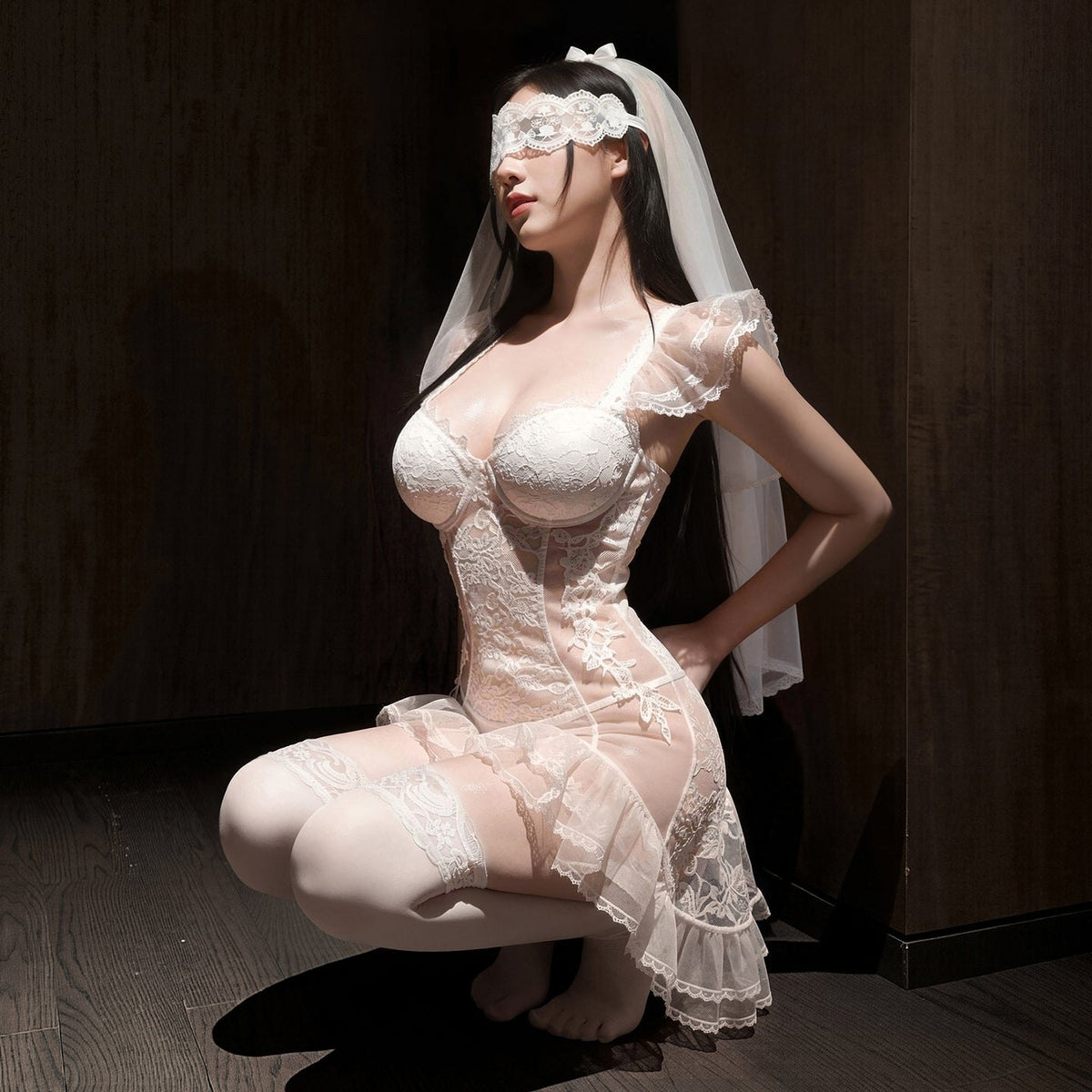 Bridal lace bustier fishtail skirt set, photo 1
