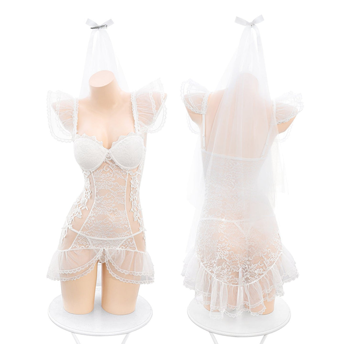 Bridal lace bustier fishtail skirt set, photo 5