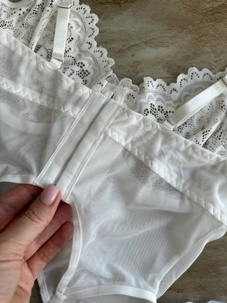 Bridal lace garter strap bodysuit, photo 10