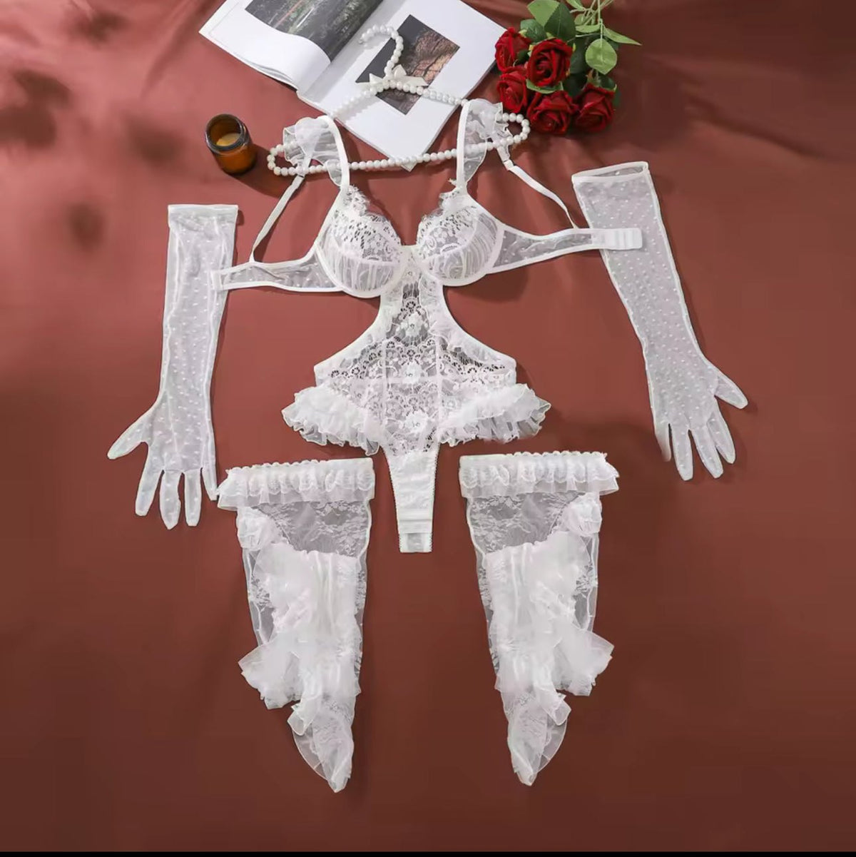 Bridal lace open cup honeymoon bodysuit, photo 2