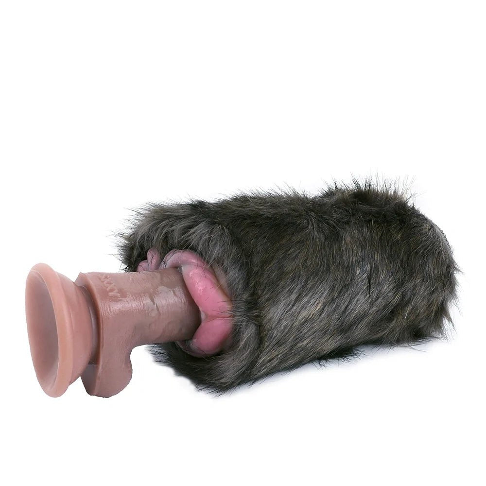 Dark brown furry dual entry male masturbator, photo 3