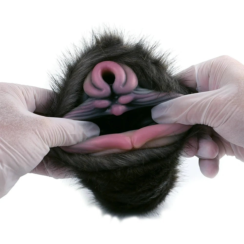Dark brown furry dual entry male masturbator, photo 6