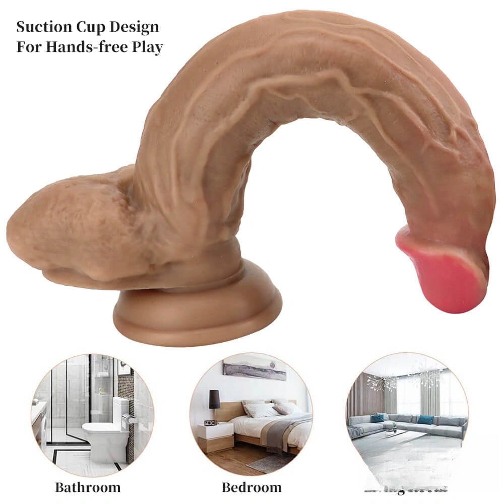 Brown silicone suction cup dildo, photo 4