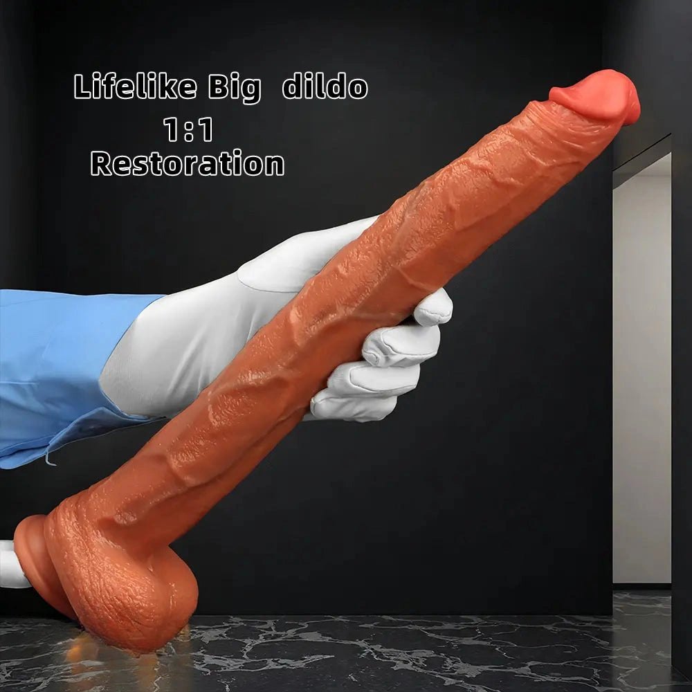 Brown veined realistic dildo, photo 6