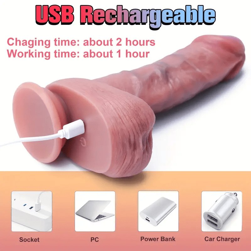 Brown realistic thrusting dildo, photo 4