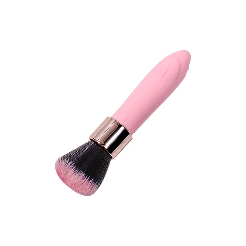 Pink brush shaped bullet vibrator with rose tip