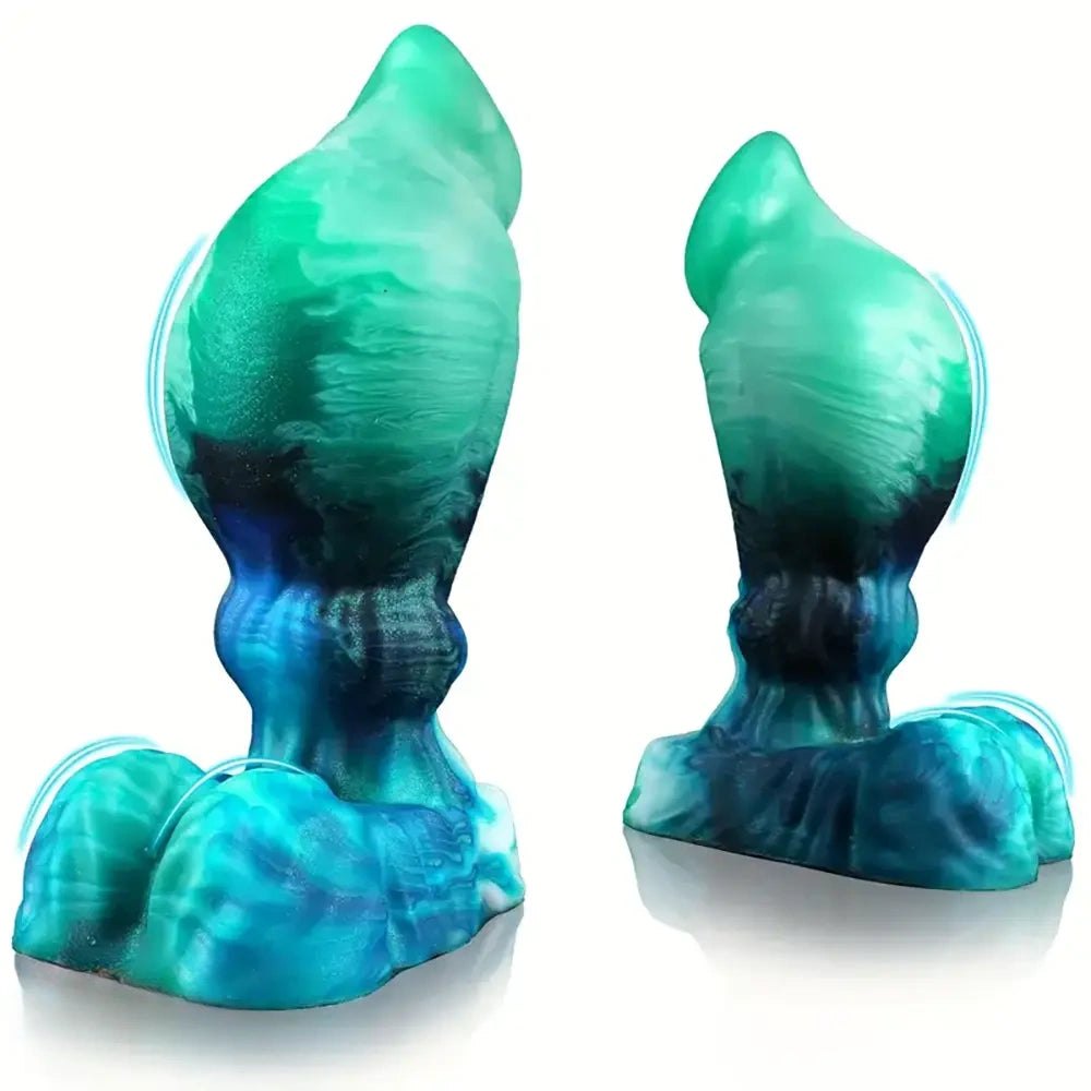Teal and green marbled fantasy dildo, photo 2