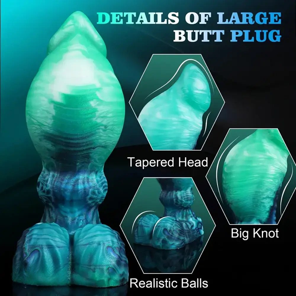 Teal and green marbled fantasy dildo, photo 3