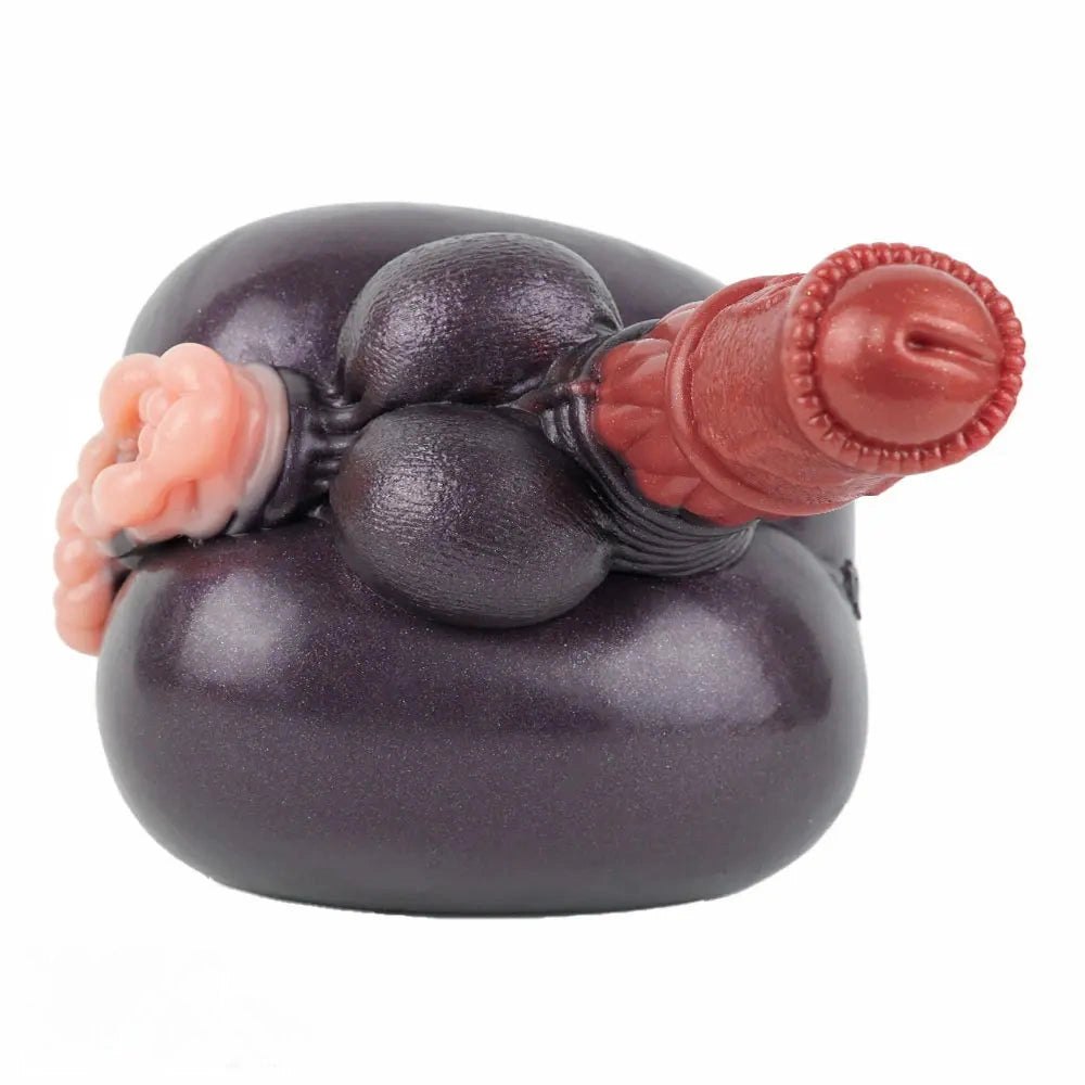 Mixed-color bulbous knot fantasy silicone dildo, photo 12
