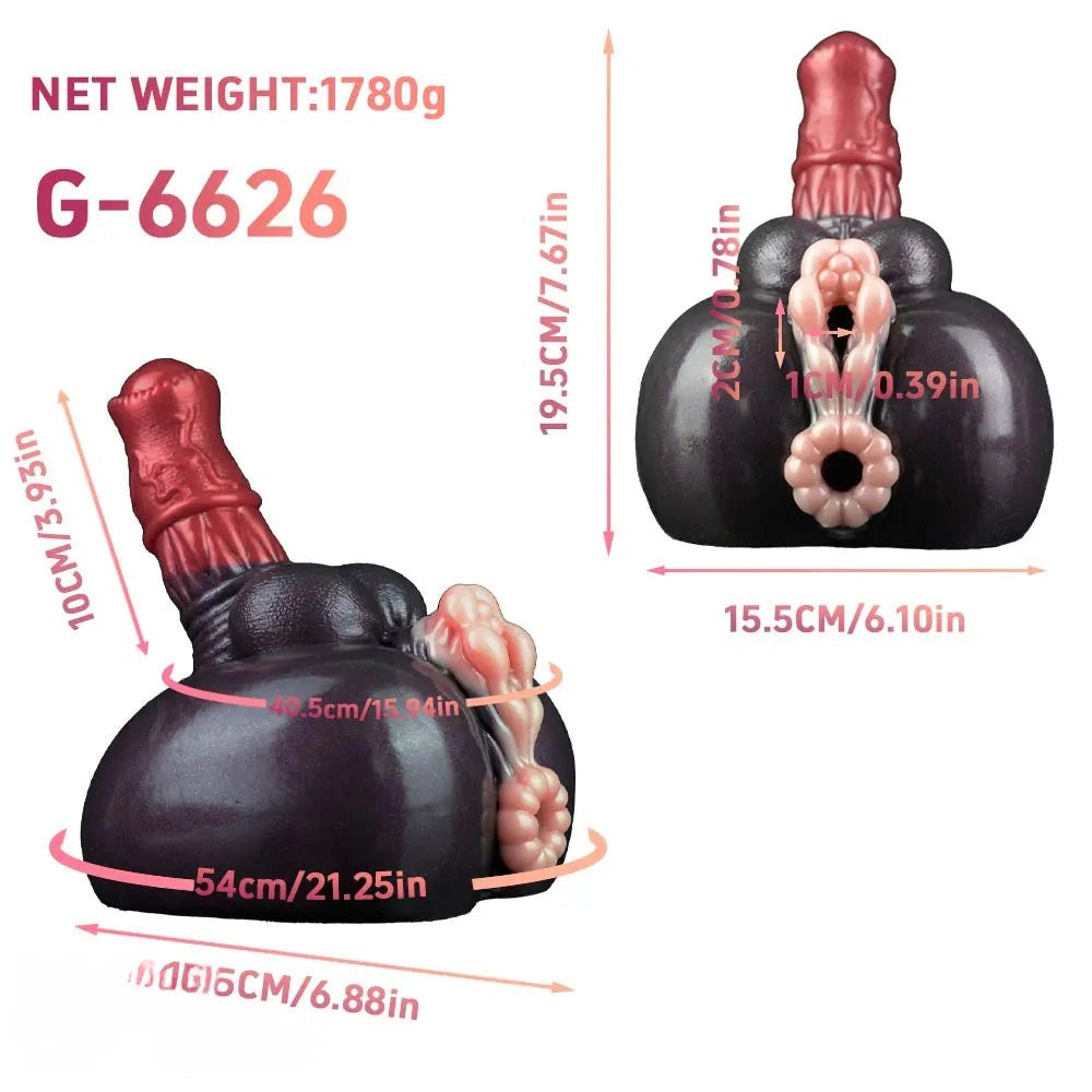 Mixed-color bulbous knot fantasy silicone dildo, photo 2
