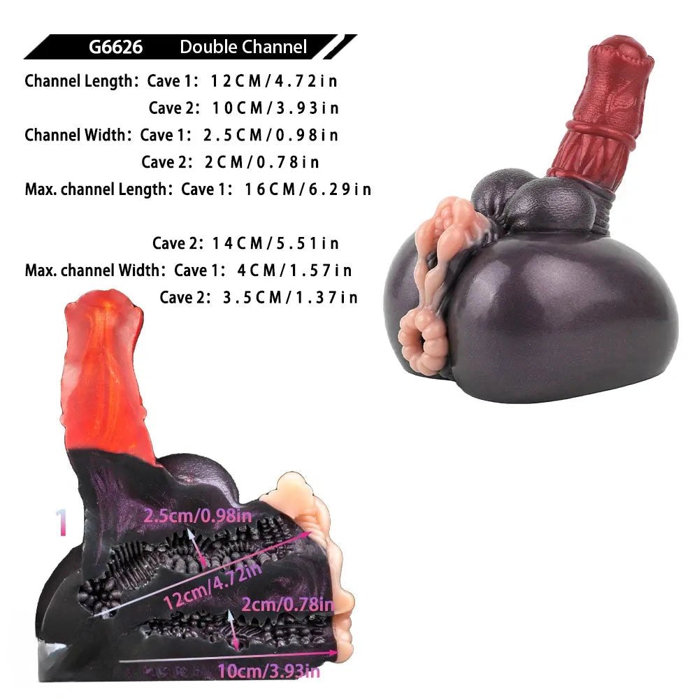 Mixed-color bulbous knot fantasy silicone dildo, photo 3