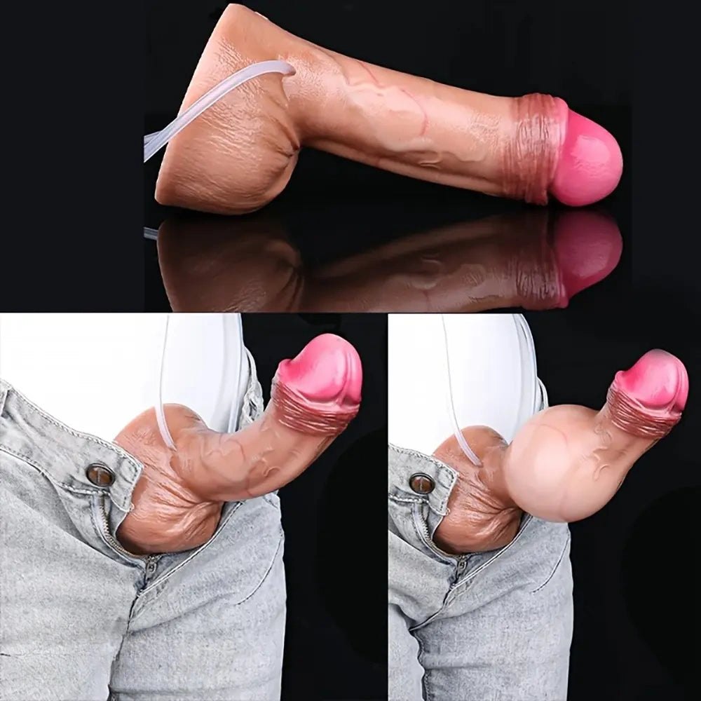 Flesh bulging realistic silicone dildo, photo 6