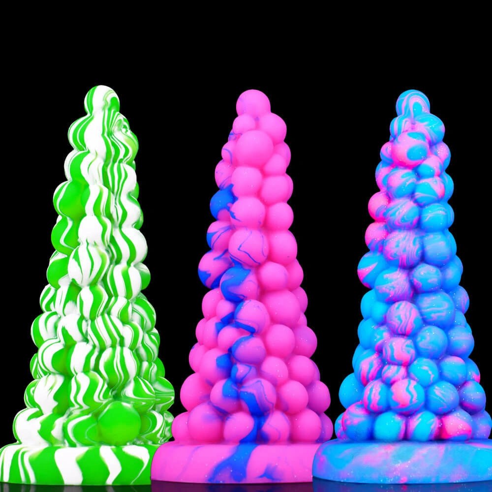 Bumpy cone-shaped textured silicone fantasy dildo, photo 1