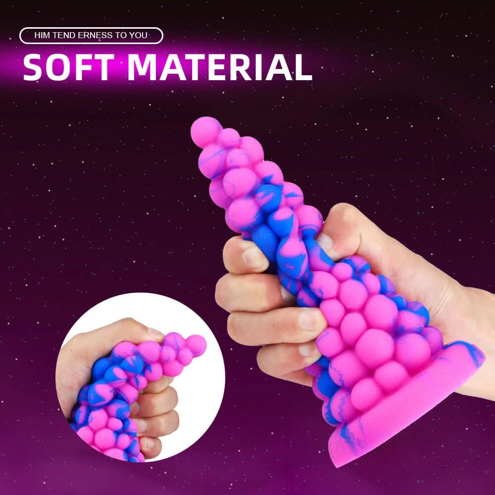 Bumpy cone-shaped textured silicone fantasy dildo, photo 12
