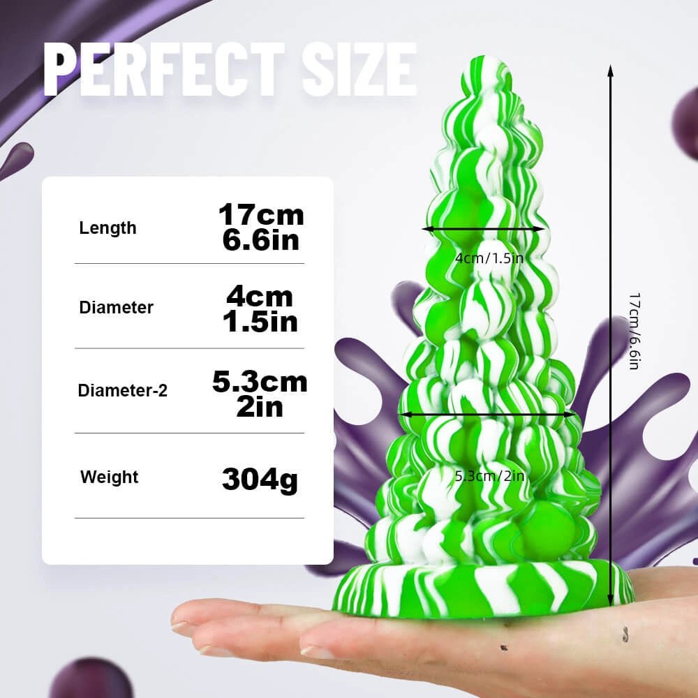 Bumpy cone-shaped textured silicone fantasy dildo, photo 3