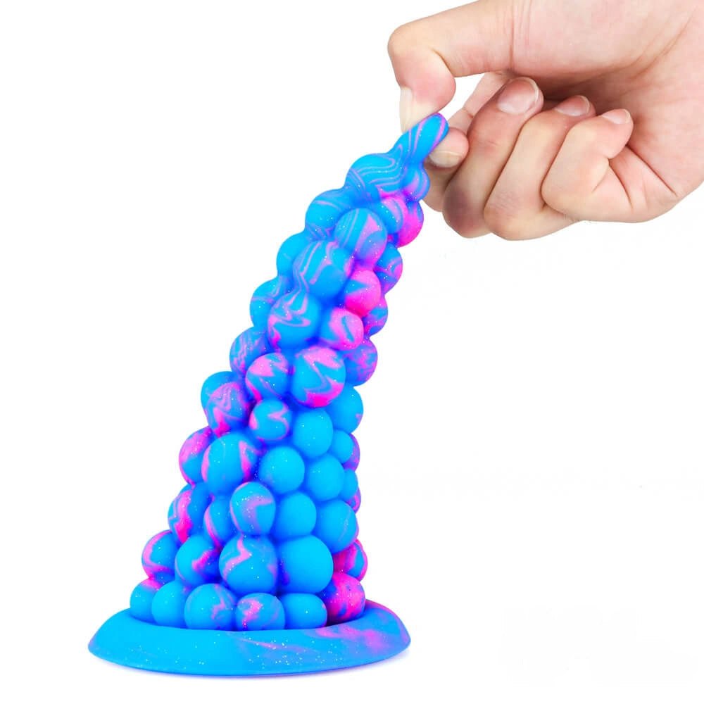 Bumpy cone-shaped textured silicone fantasy dildo, photo 4