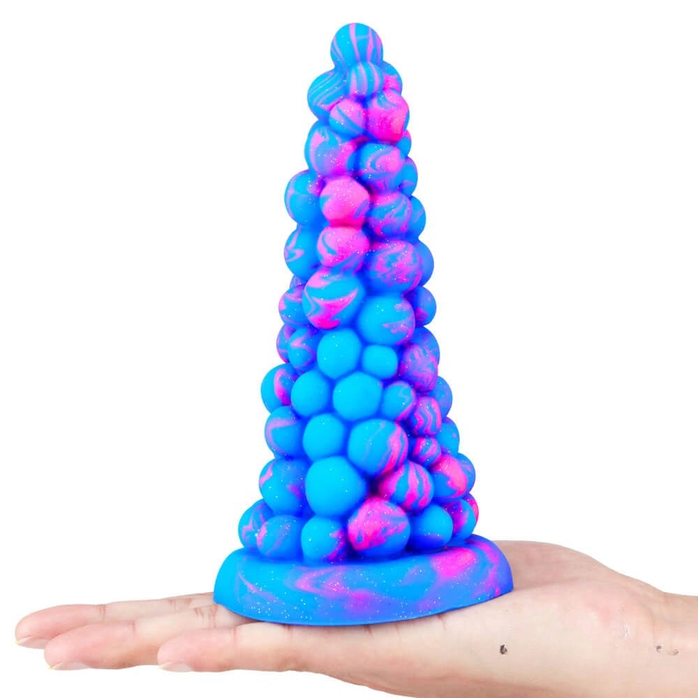 Bumpy cone-shaped textured silicone fantasy dildo, photo 6