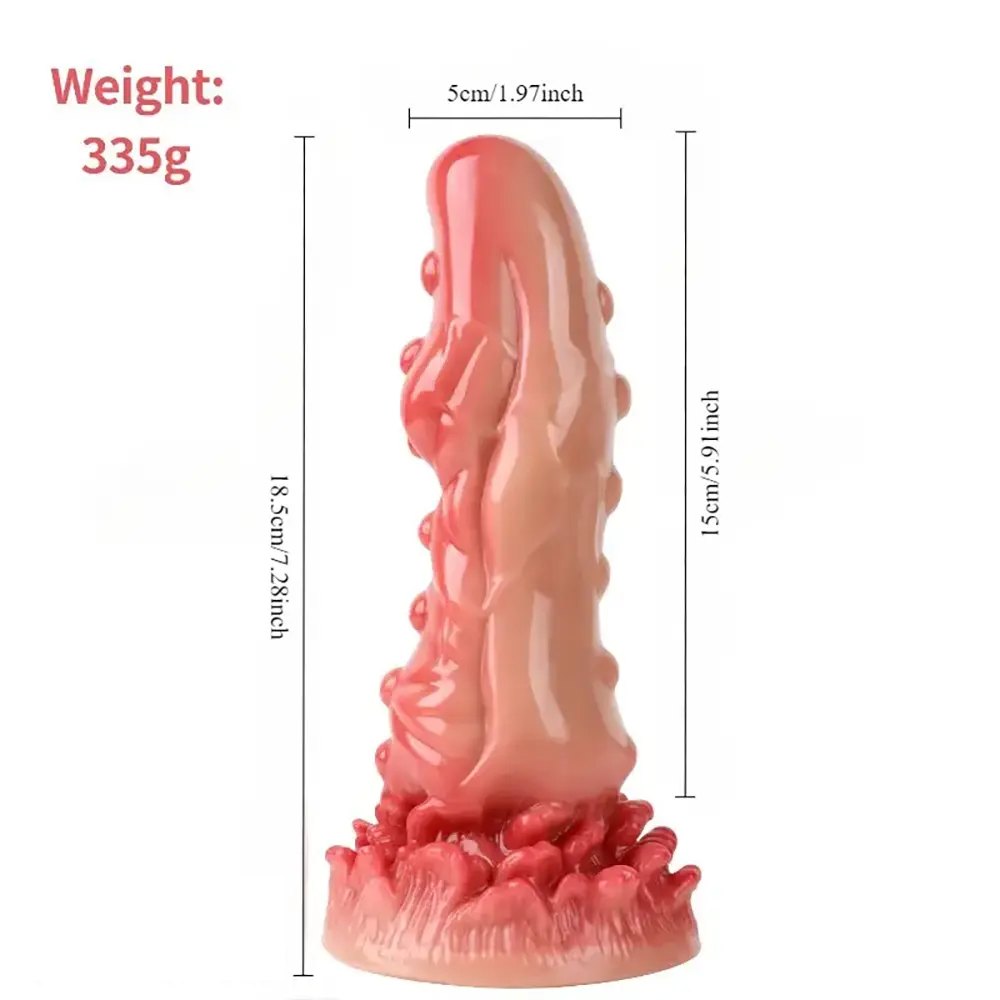 Pink bumpy textured fantasy dildo, photo 2