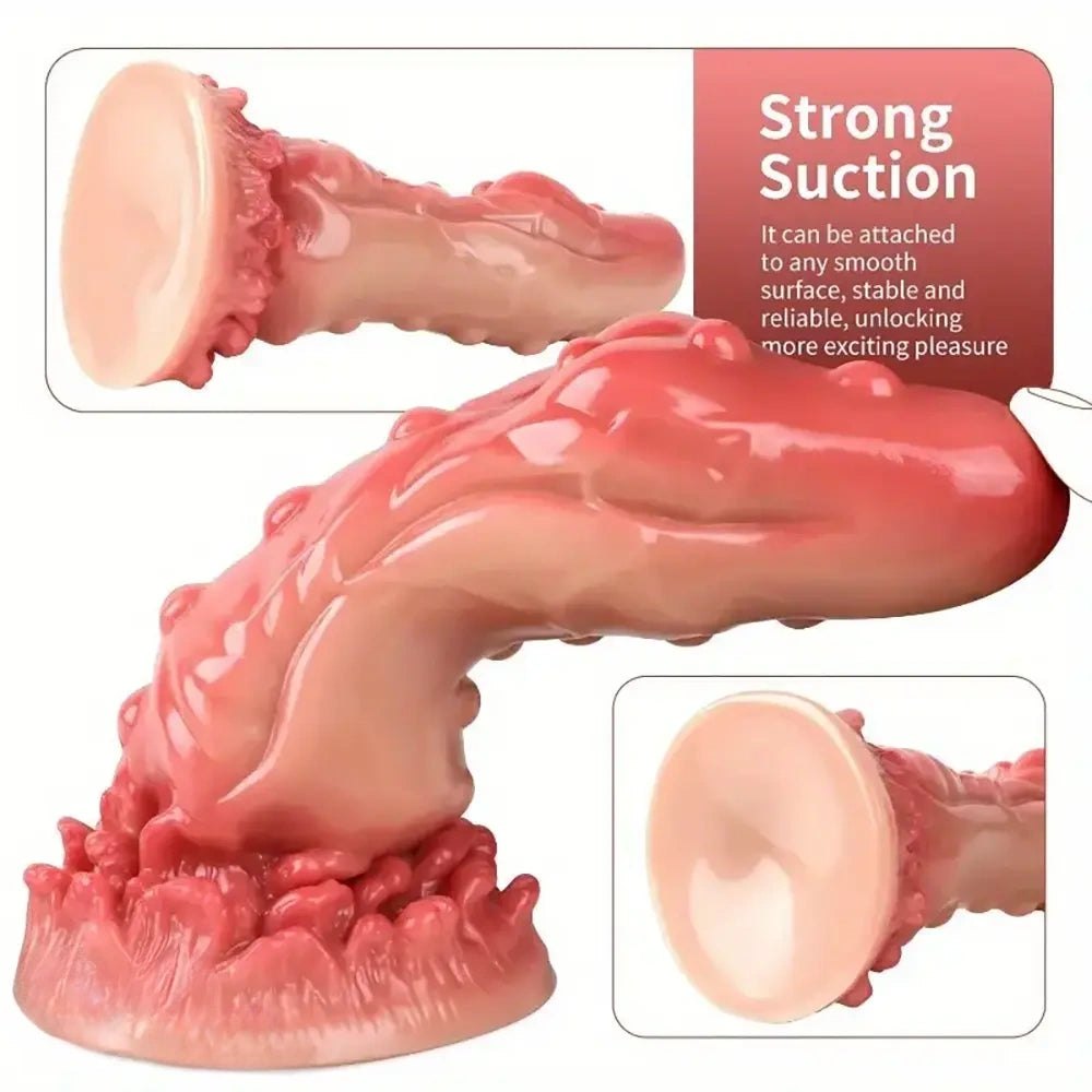Pink bumpy textured fantasy dildo, photo 3