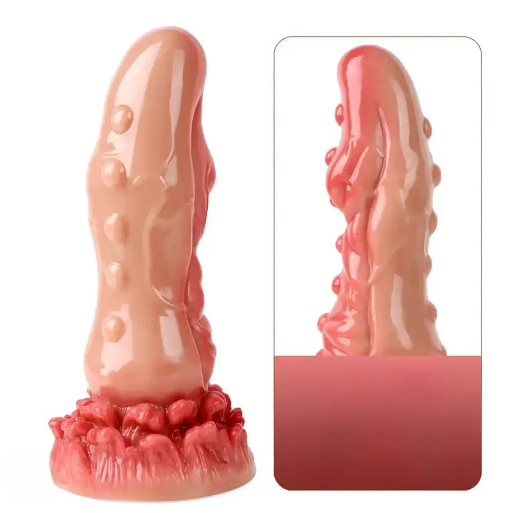 Pink bumpy textured fantasy dildo, photo 4