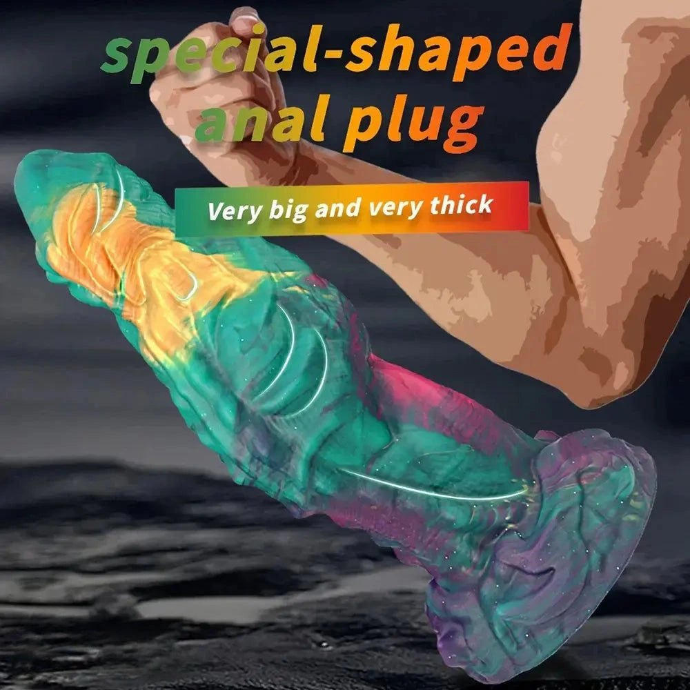 Multicolor bumpy silicone monster dildo, photo 1