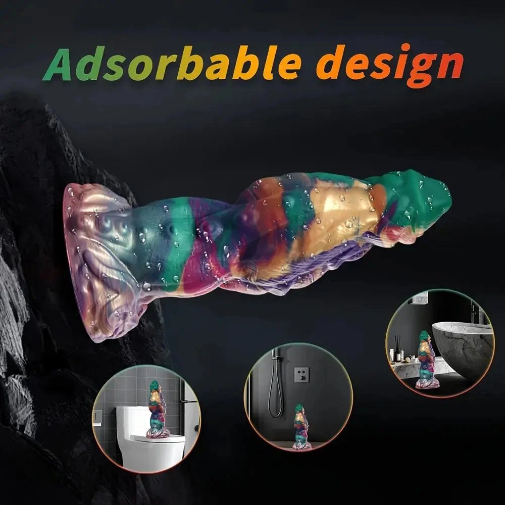 Multicolor bumpy silicone monster dildo, photo 3