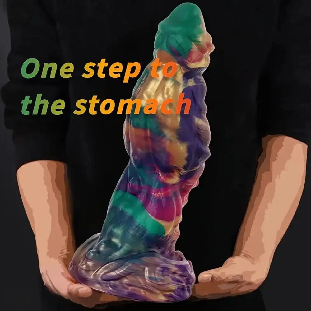 Multicolor bumpy silicone monster dildo, photo 5