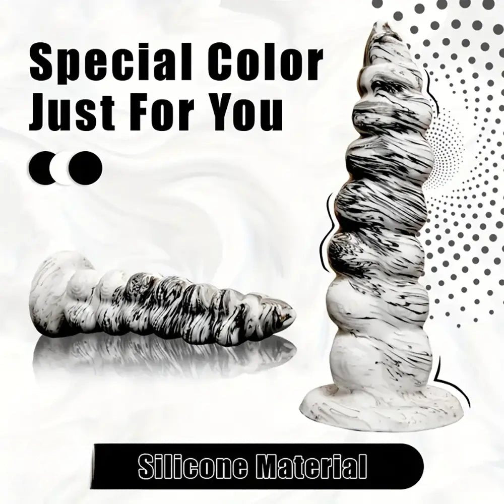 Bumpy textured silicone fantasy dildo with rock-style base, photo 2