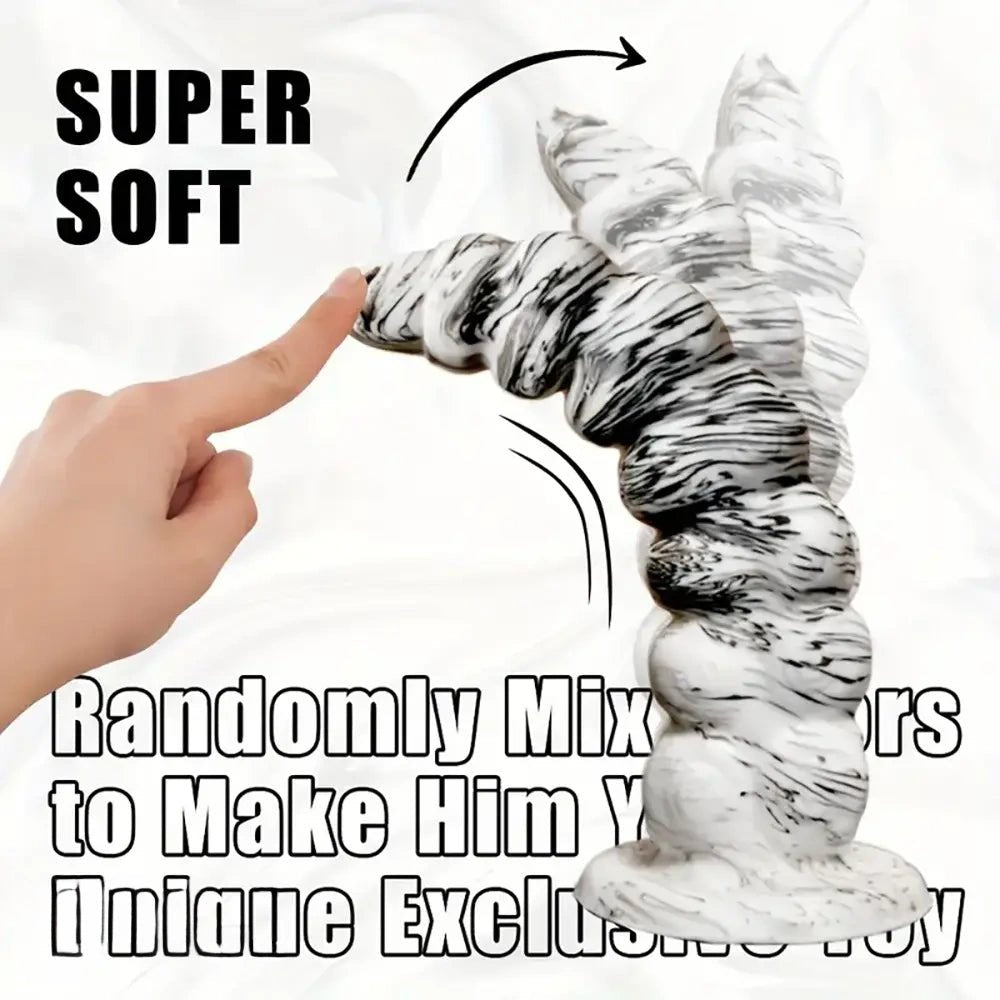 Bumpy textured silicone fantasy dildo with rock-style base, photo 5