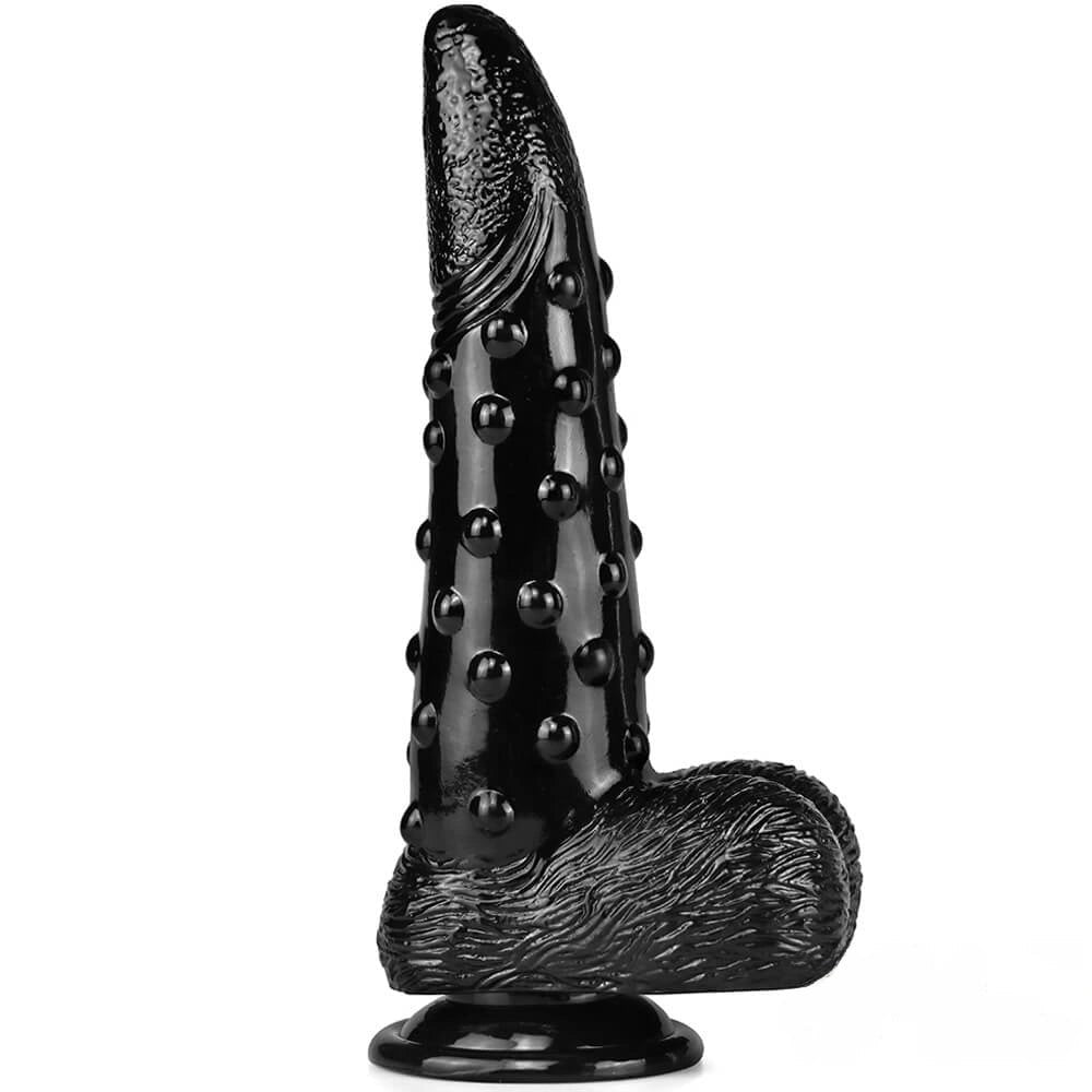 Black bumpy textured fantasy dildo