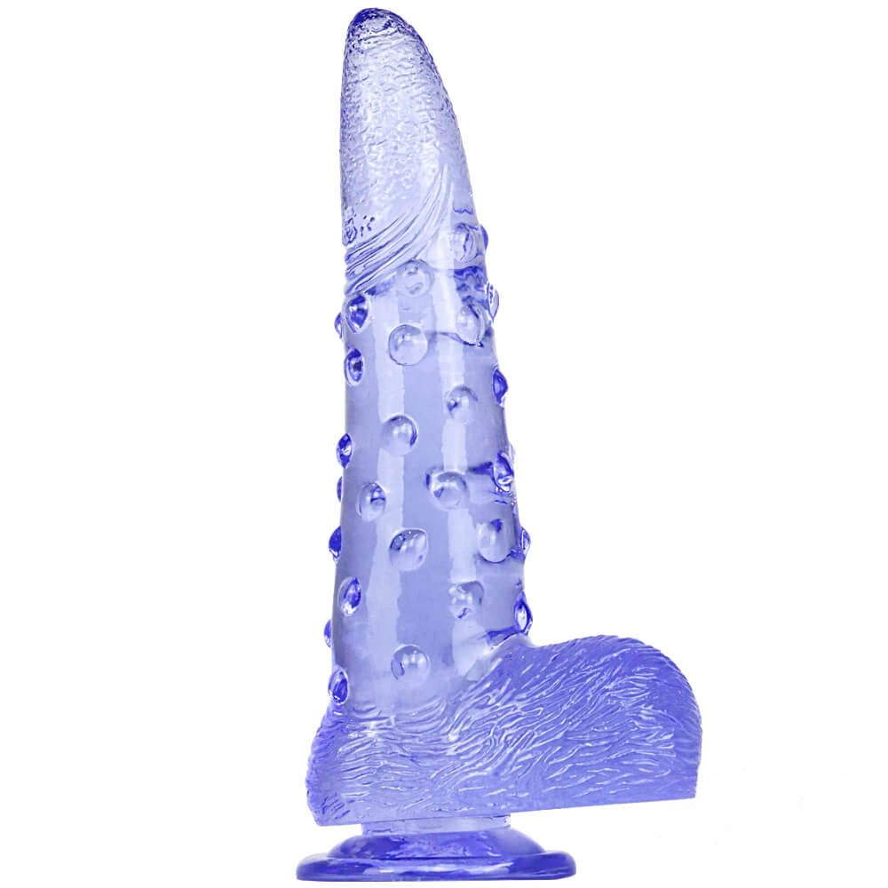 Blue bumpy textured fantasy dildo