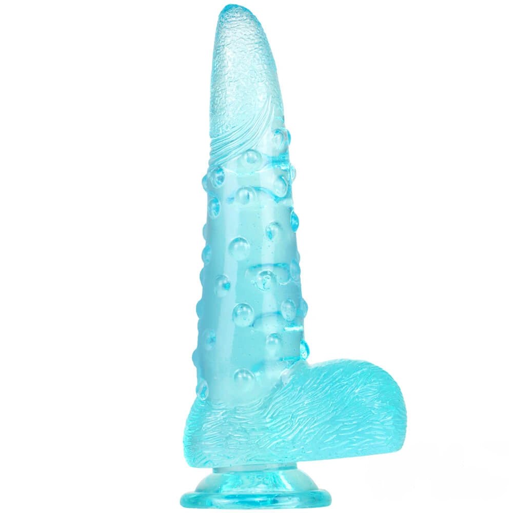 Green bumpy textured fantasy dildo