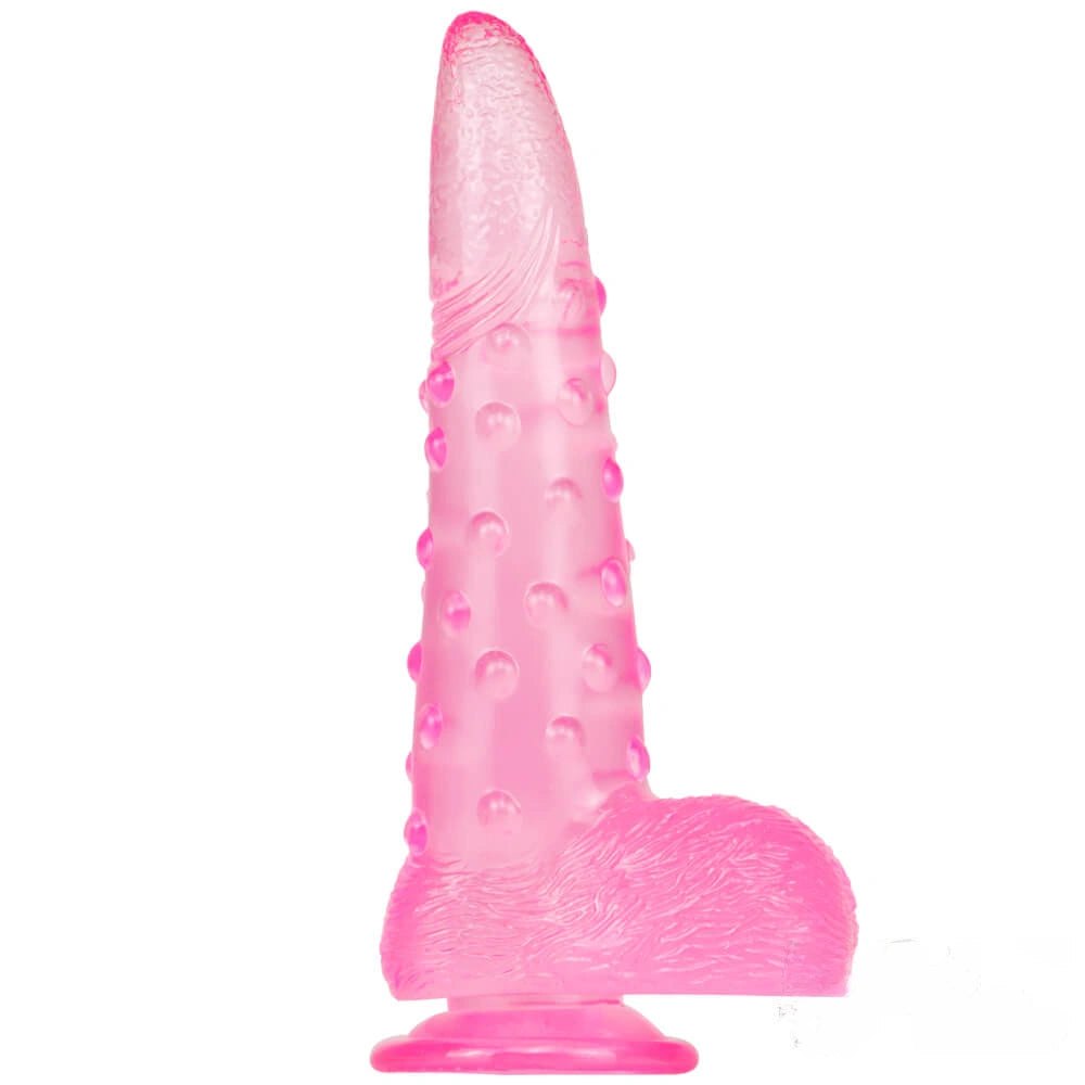Pink bumpy textured fantasy dildo