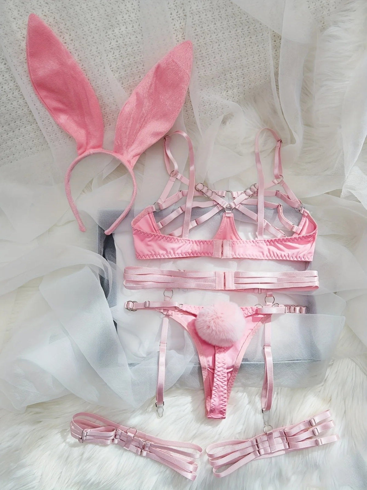 Bunny cage open cup bra set lingerie, photo 5