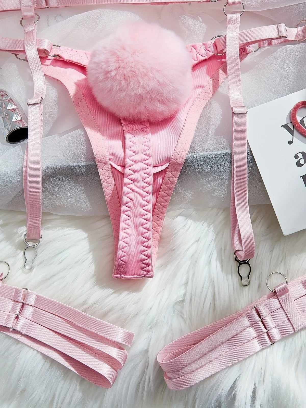 Bunny cage open cup bra set lingerie, photo 8