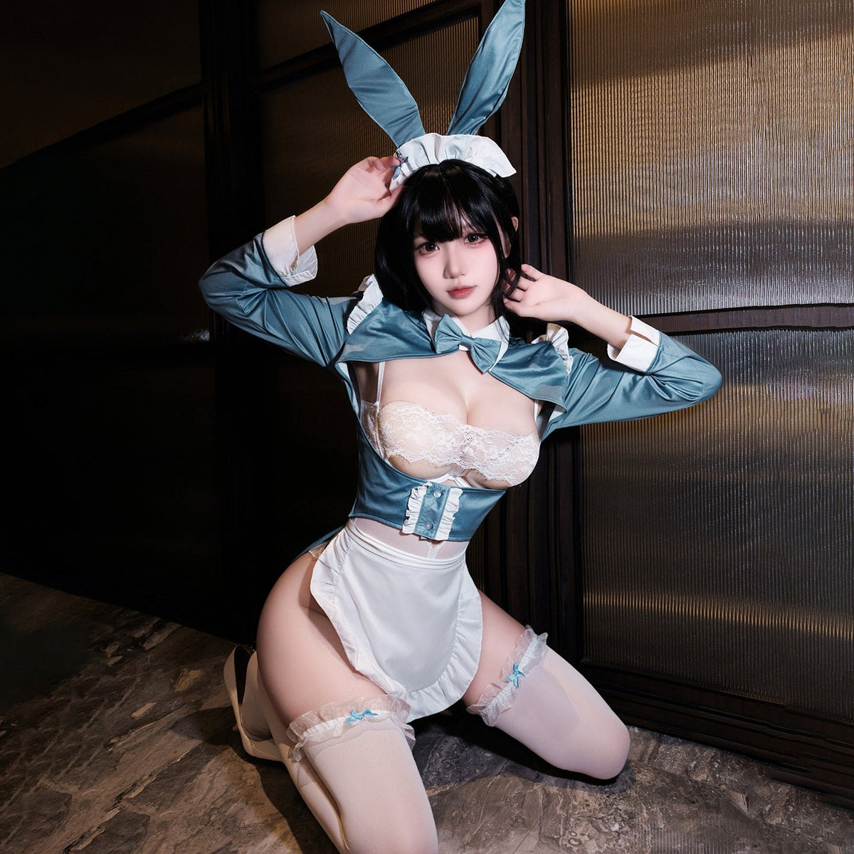 Bunny cosplay deep v cutout leotard, photo 9