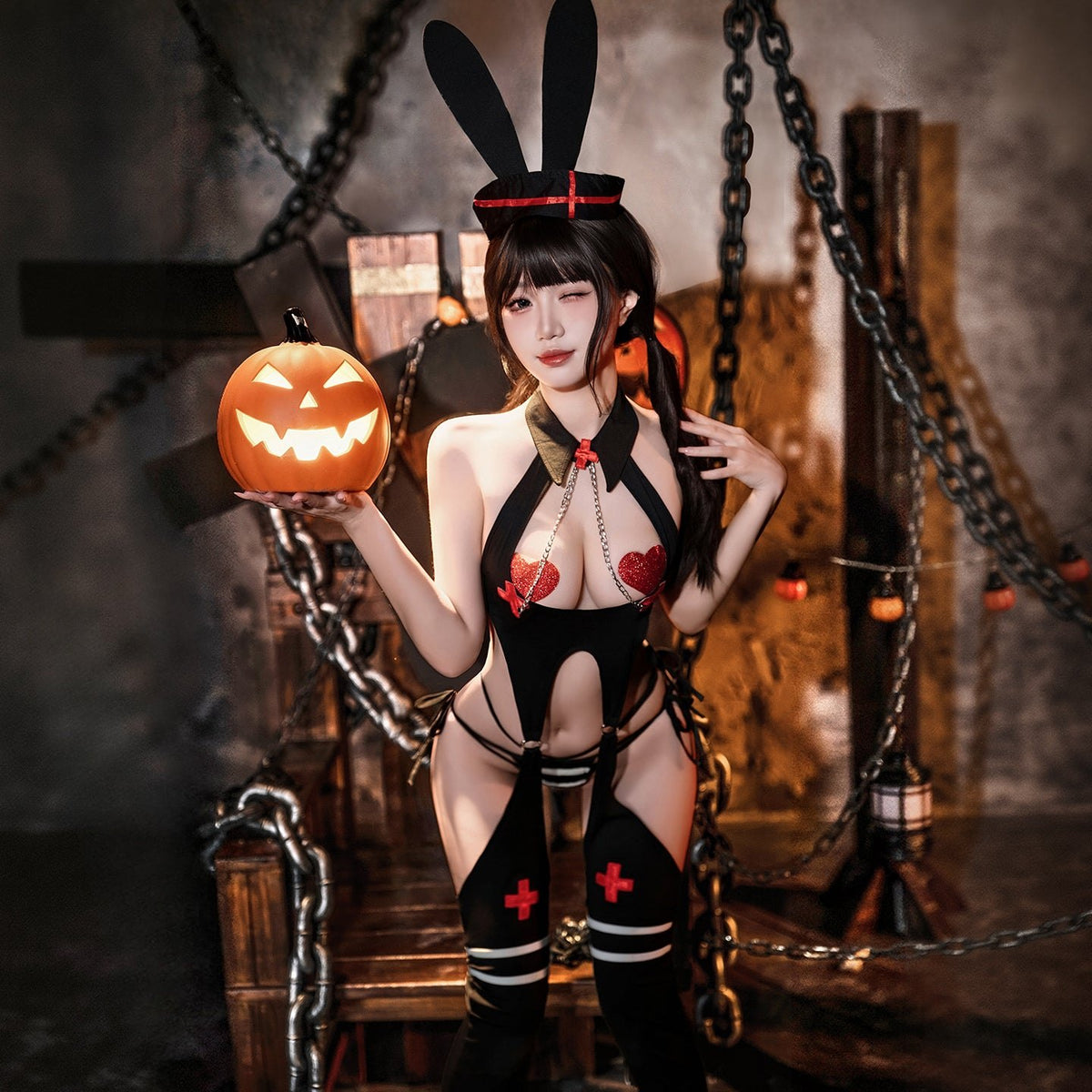 Bunny girl halloween uniform bodysuit costume, photo 6