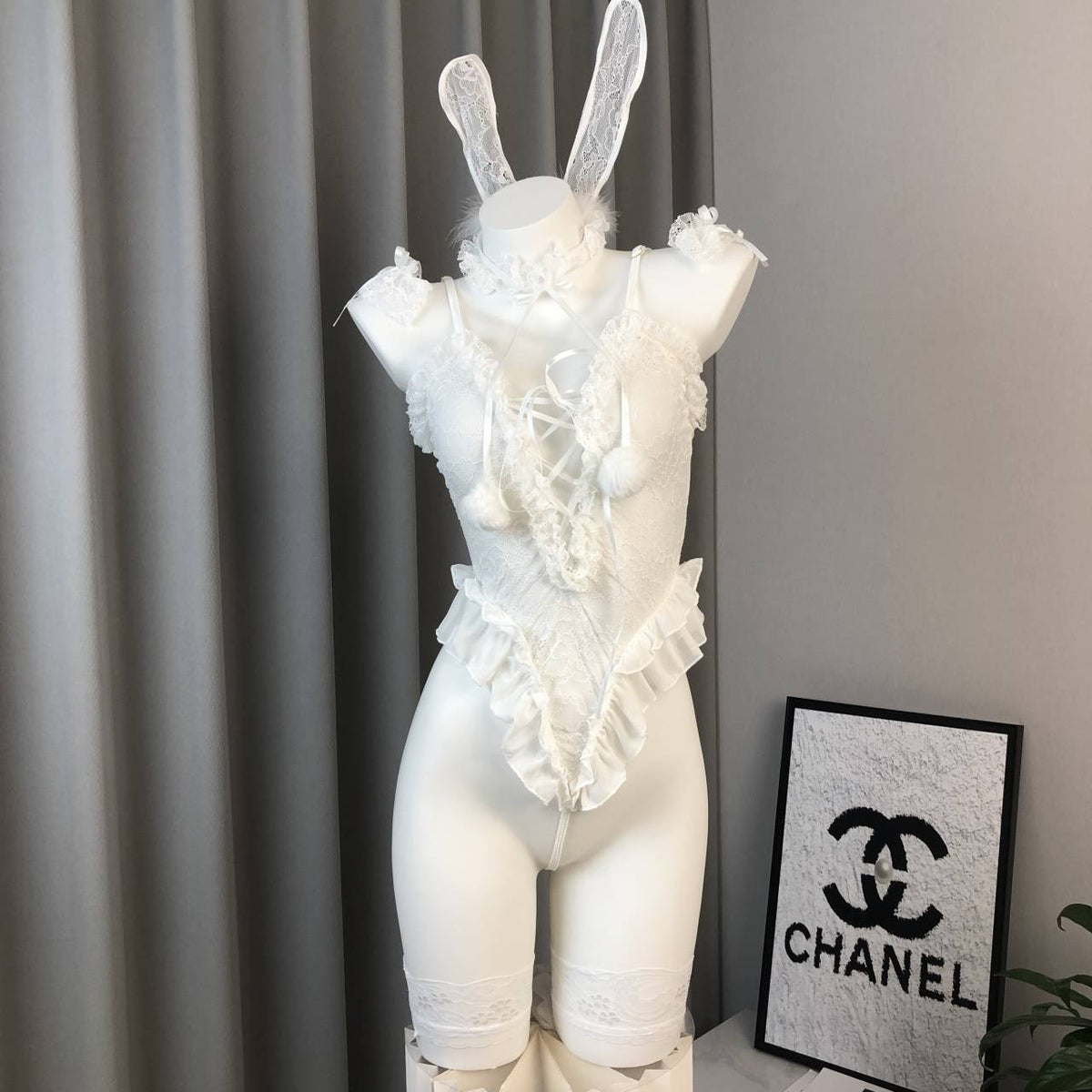 Bunny girl lace see through bodysuit set, photo 7