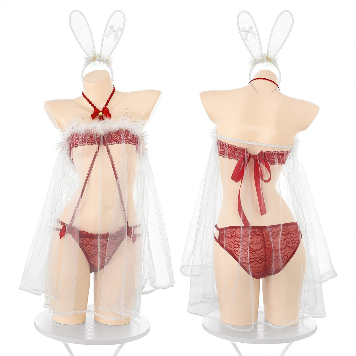 Bunny girl sheer lace roleplay nightdress set, photo 8