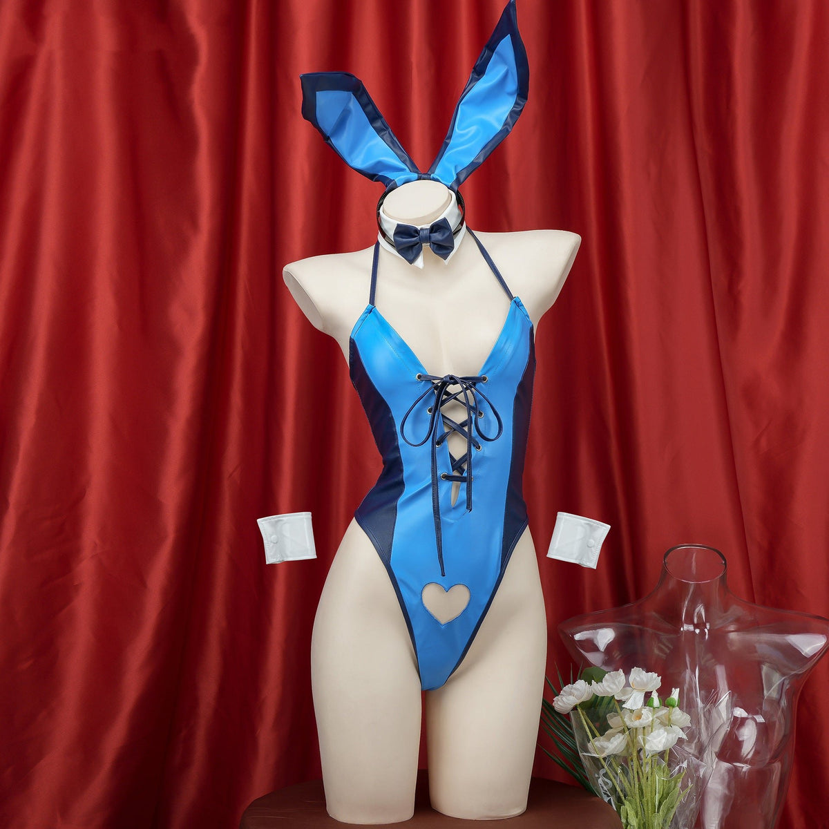 Bunny police faux leather bodysuit costume, photo 3