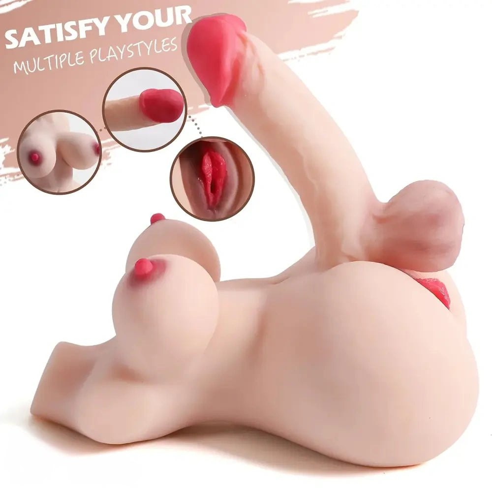 Flesh-tone mini torso with dildo attachment, photo 3