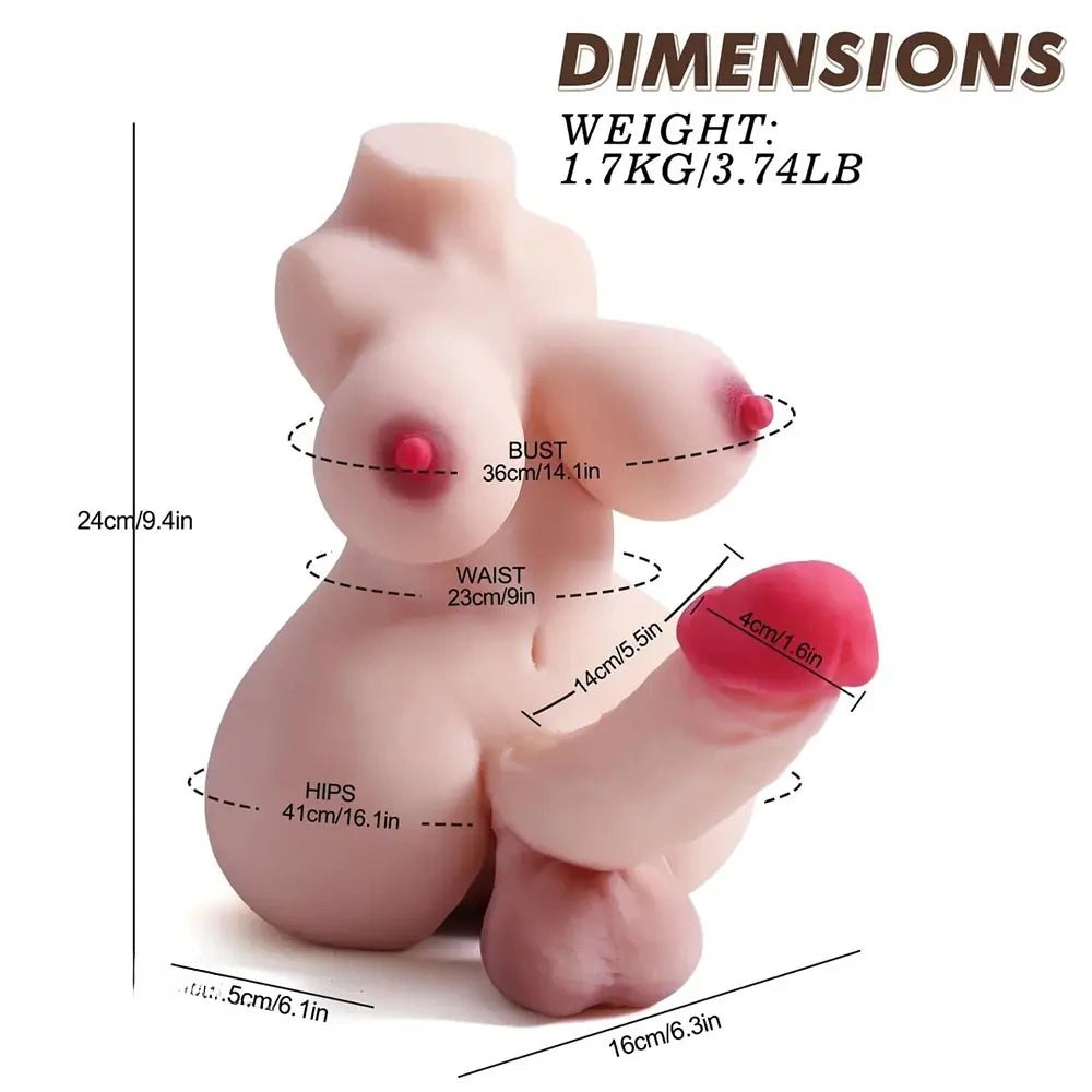 Flesh-tone mini torso with dildo attachment, photo 5