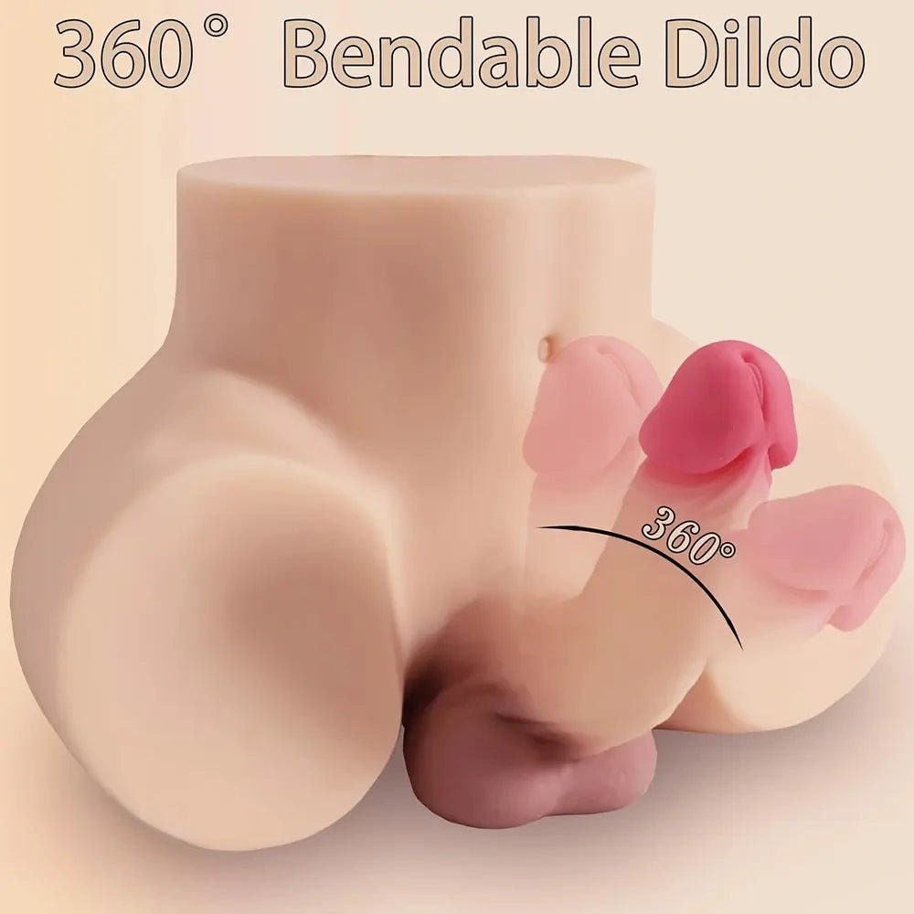Flesh dual-hole silicone butt masturbator with dildo, photo 3