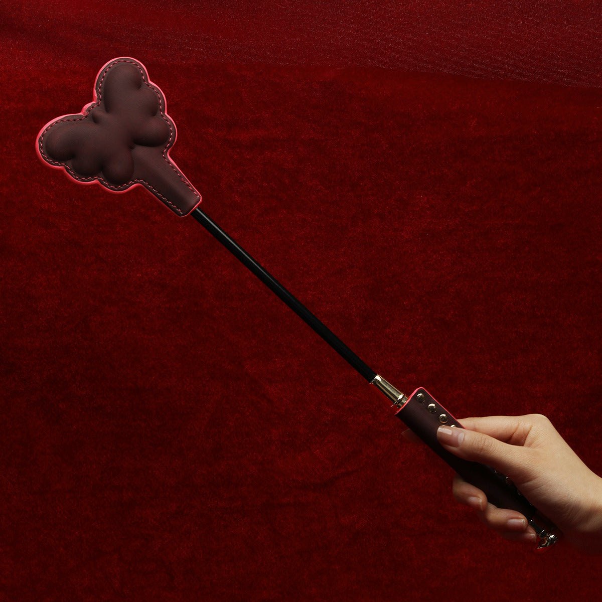 Burgundy butterfly pu leather paddle, photo 4