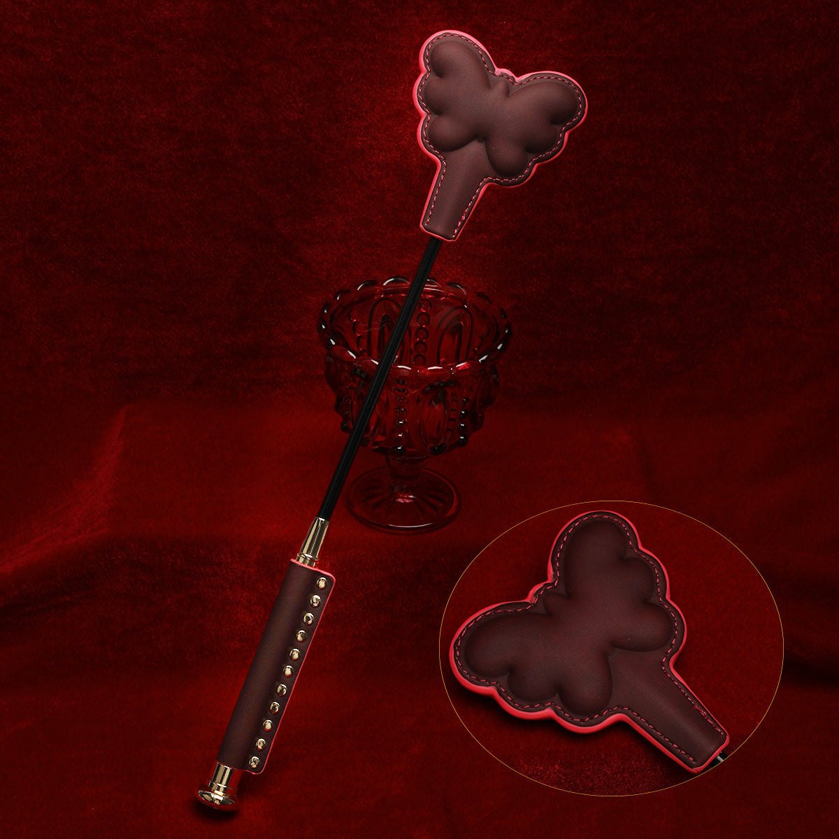 Burgundy butterfly pu leather paddle, photo 5