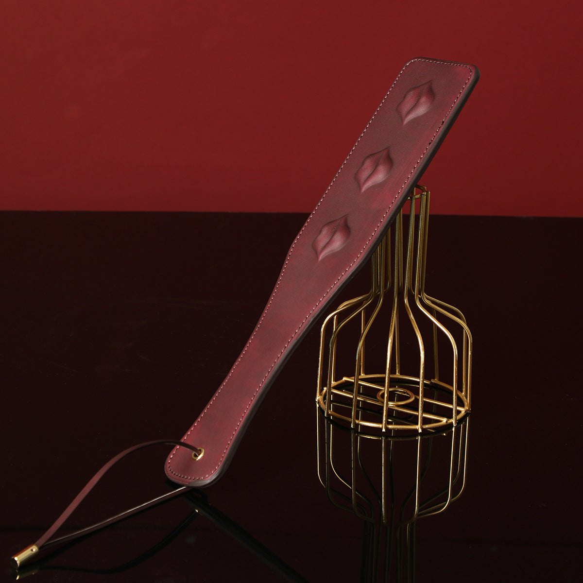 Burgundy butterfly pu leather paddle, photo 6
