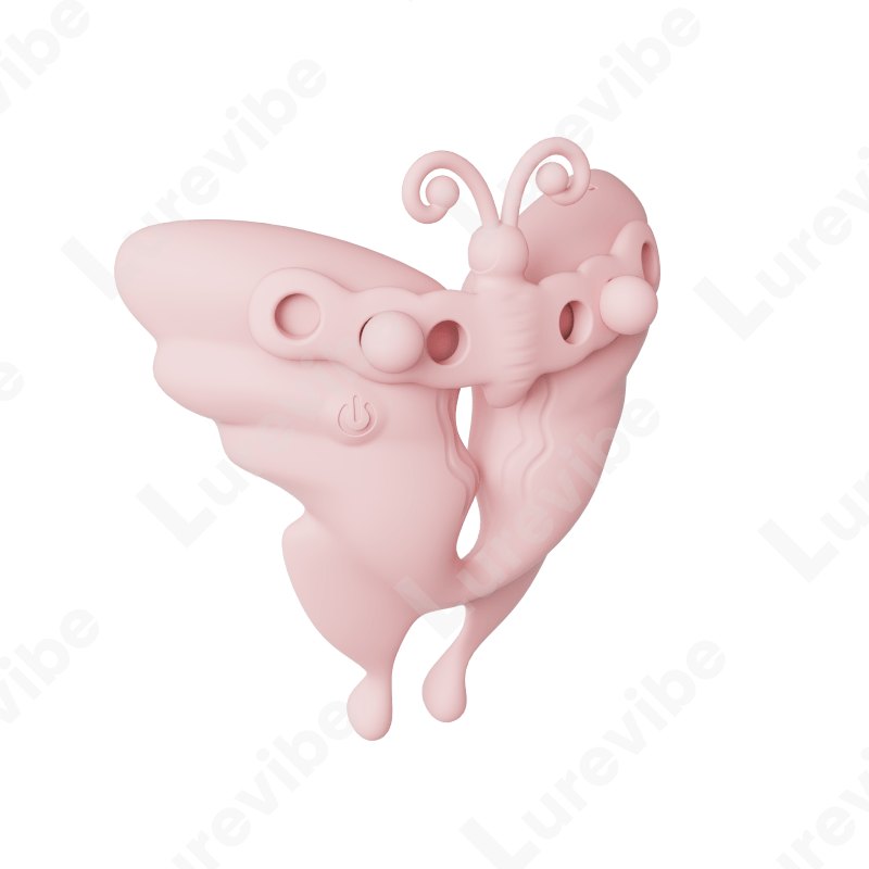 Pink butterfly-shaped wearable nipple clamp vibrator, photo 3