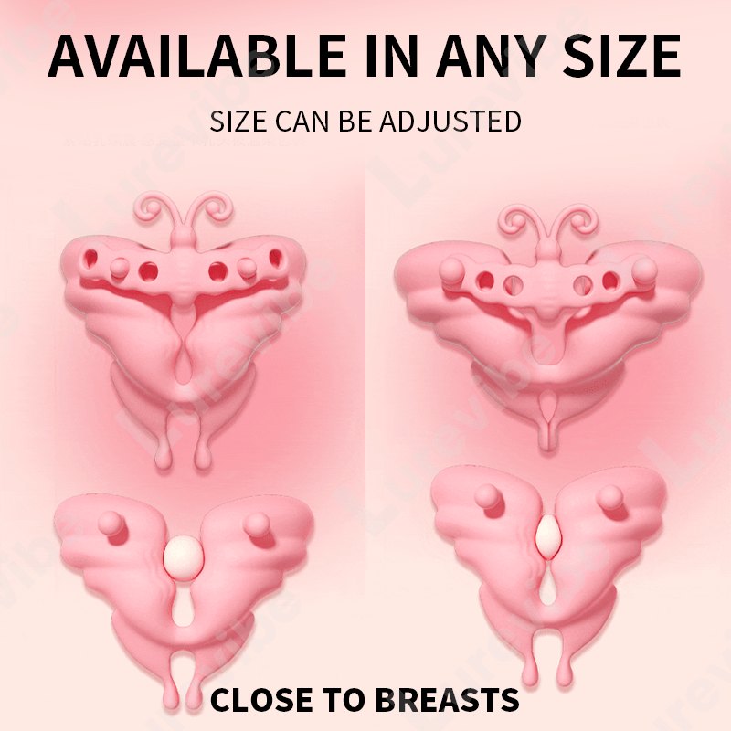 Pink butterfly-shaped wearable nipple clamp vibrator, photo 5